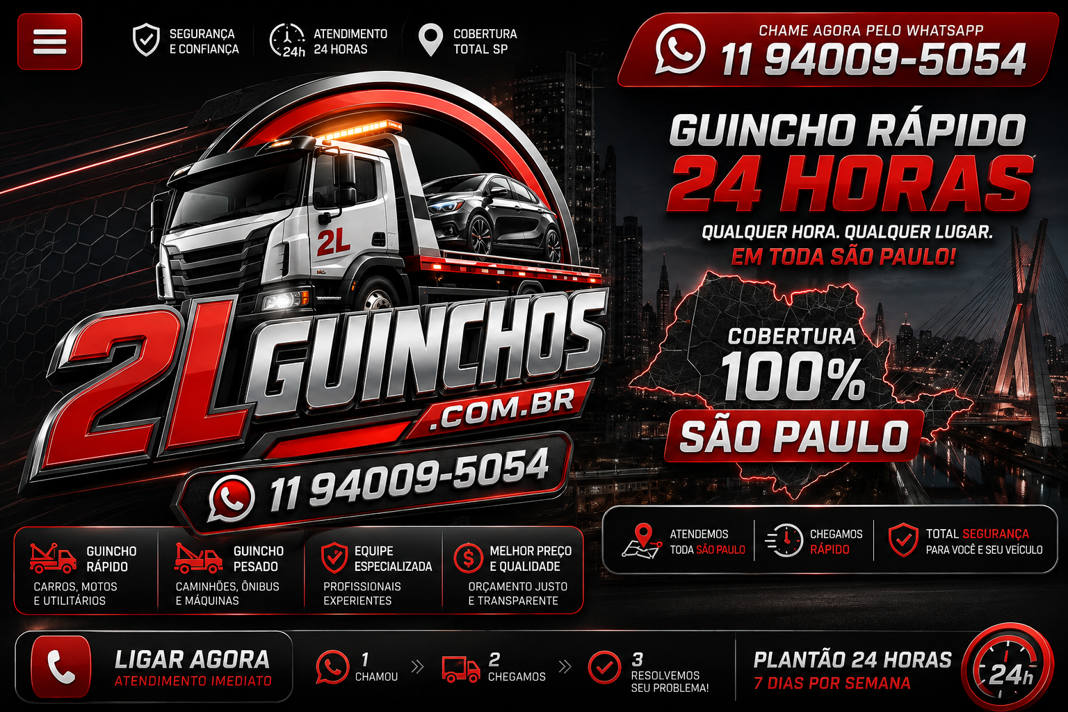 2L Guinchos - Reboque 24 Horas em São Paulo